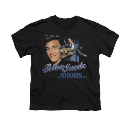 Elvis Presley Shirt Kids Blue Suede Shoes Black T-Shirt