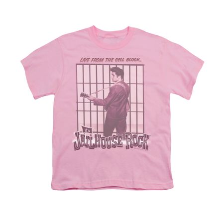 Elvis Presley Shirt Kids Cell Block Rock Pink T-Shirt