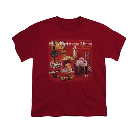 Elvis Presley Shirt Kids Christmas Album Cardinal T-Shirt