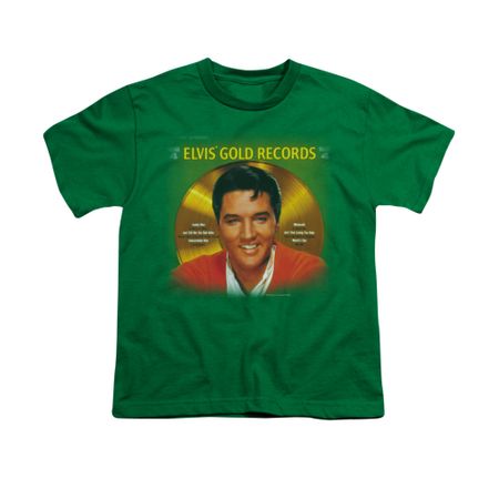 Elvis Presley Shirt Kids Gold Records Kelly Green T-Shirt