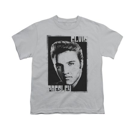 Elvis Presley Shirt Kids Graphic Portrait Silver T-Shirt