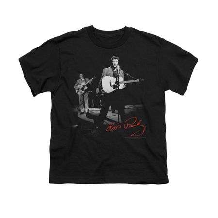 Elvis Presley Shirt Kids In The Spot Light Guitar Black T-Shirt