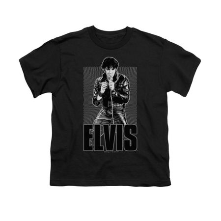 Elvis Presley Shirt Kids Leather Charcoal T-Shirt