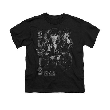 Elvis Presley Shirt Kids Leathered 68 Black T-Shirt