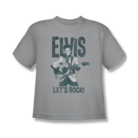 Elvis Presley Shirt Kids Let's Rock! Silver T-Shirt