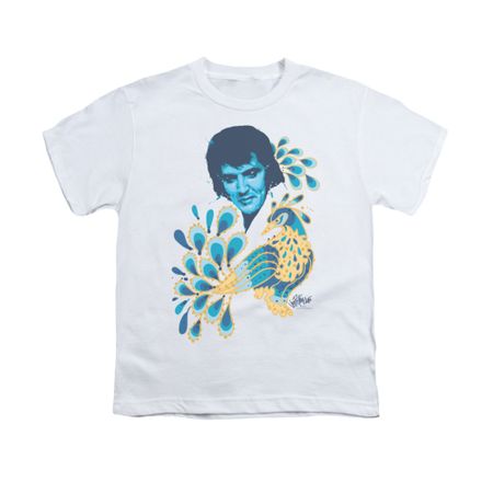 Elvis Presley Shirt Kids Peacock White T-Shirt