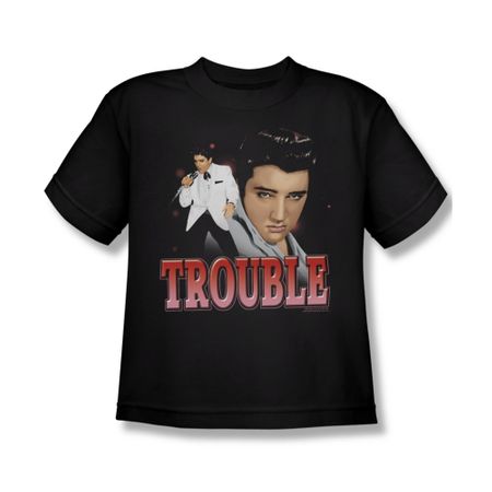 Elvis Presley Shirt Kids Trouble In A White Suit Black T-Shirt