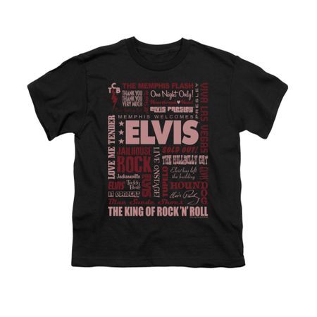 Elvis Presley Shirt Kids Whole Lotta Type Black T-Shirt
