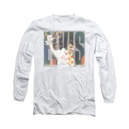 Elvis Presley Shirt Knockout Long Sleeve White Tee T-Shirt