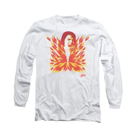 Elvis Presley Shirt Latest Flame Long Sleeve White Tee T-Shirt