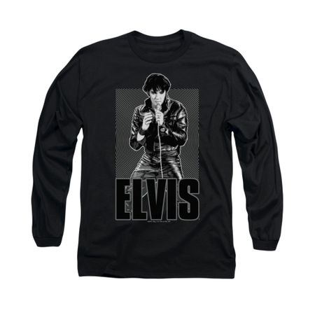Elvis Presley Shirt Leather Long Sleeve Charcoal Tee T-Shirt