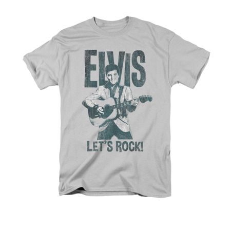 Elvis Presley Shirt Let's Rock! Silver T-Shirt