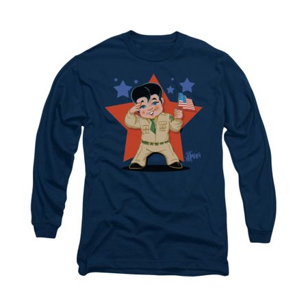 Elvis Presley Shirt Lil GI Long Sleeve Navy Tee T-Shirt