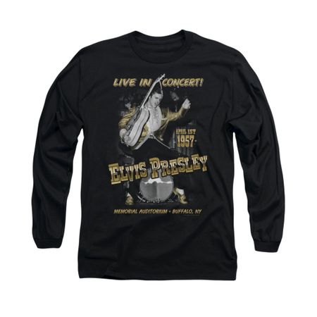 Elvis Presley Shirt Live In Buffalo Long Sleeve Black Tee T-Shirt