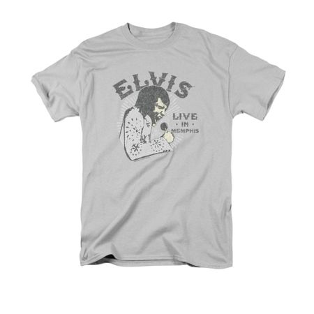 Elvis Presley Shirt Live In Memphis Silver T-Shirt