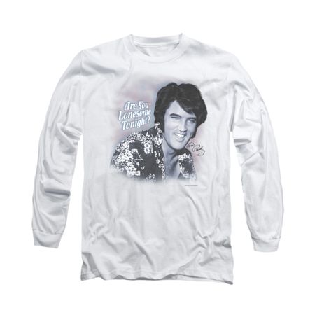 Elvis Presley Shirt Lonesome Tonight Long Sleeve White Tee T-Shirt