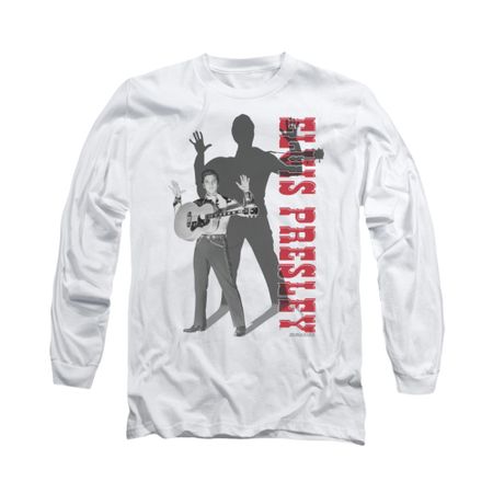 Elvis Presley Shirt Look No Hands Long Sleeve White Tee T-Shirt