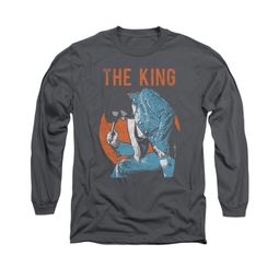 Elvis Presley Shirt Mic In hand Long Sleeve Charcoal Tee T-Shirt