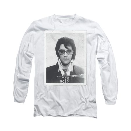 Elvis Presley Shirt Mugshot Long Sleeve White Tee T-Shirt