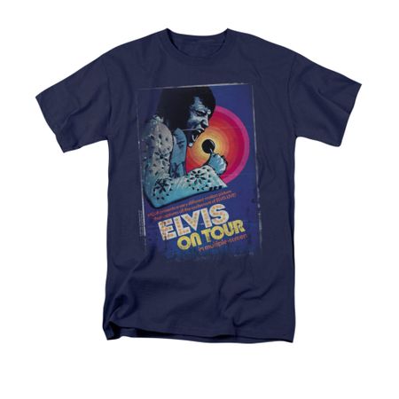 Elvis Presley Shirt On Tour Poster Navy T-Shirt