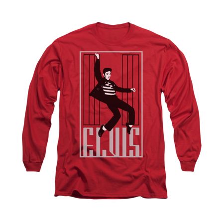 Elvis Presley Shirt One Jailhouse Long Sleeve Red Tee T-Shirt