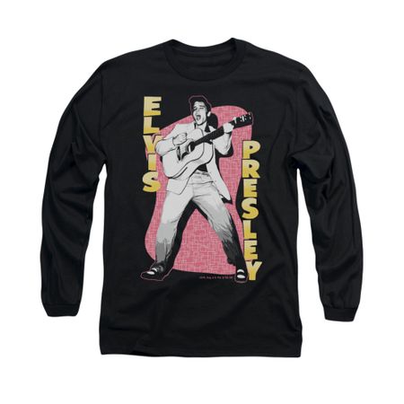 Elvis Presley Shirt Pink Rock Long Sleeve Black Tee T-Shirt
