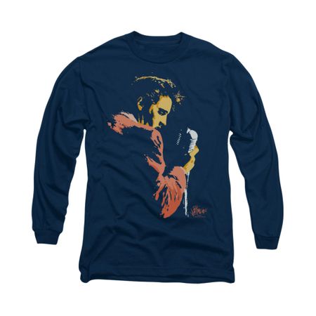 Elvis Presley Shirt Quick Paint Long Sleeve Navy Tee T-Shirt