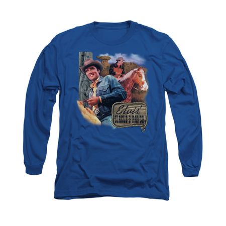 Elvis Presley Shirt Ranch Long Sleeve Royal Blue Tee T-Shirt