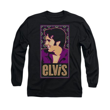 Elvis Presley Shirt Retro Painting Long Sleeve Black Tee T-Shirt