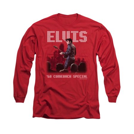 Elvis Presley Shirt Return Of The King Long Sleeve Red Tee T-Shirt