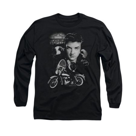 Elvis Presley Shirt Rides Again Long Sleeve Black Tee T-Shirt