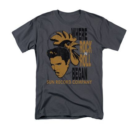 Elvis Presley Shirt Rooster Charcoal T-Shirt