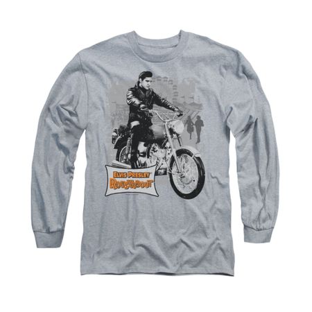 Elvis Presley Shirt Roustabout Long Sleeve Athletic Heather Tee T-Shirt