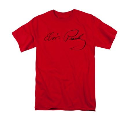 Elvis Presley Shirt Signature Sketch Red T-Shirt