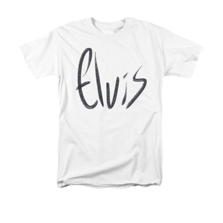 Elvis Presley Shirt Sketchy Name White T-Shirt