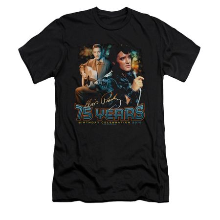 Elvis Presley Shirt Slim Fit 75 Year Birthday Black T-Shirt