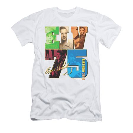 Elvis Presley Shirt Slim Fit 75 Year Birthday White T-Shirt