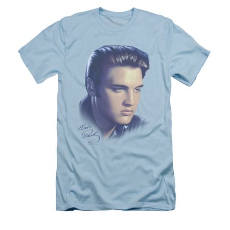 Elvis Presley Shirt Slim Fit Big Portrait Light Blue T-Shirt