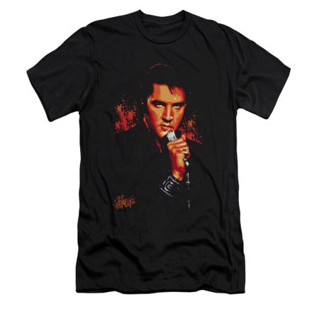 Elvis Presley Shirt Slim Fit Blue Eyes In The Dark Black T-Shirt