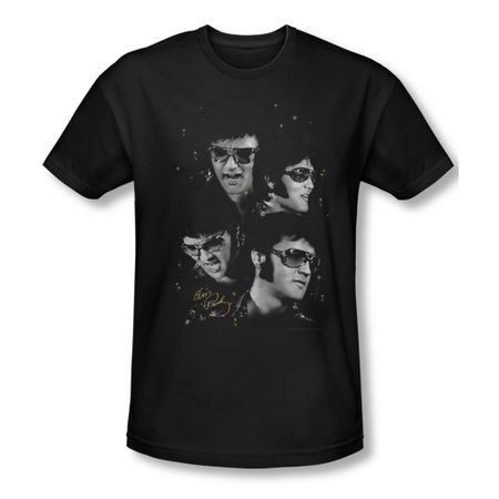 Elvis Presley Shirt Slim Fit Faces Black T-Shirt