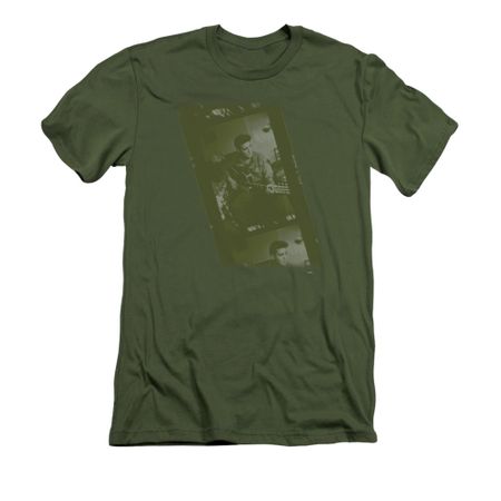 Elvis Presley Shirt Slim Fit Film Strip Olive T-Shirt