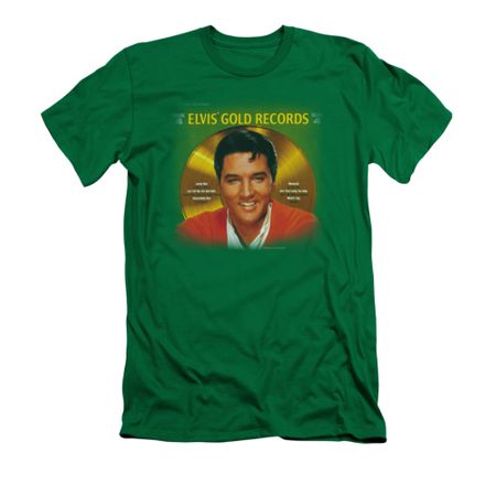 Elvis Presley Shirt Slim Fit Gold Records Kelly Green T-Shirt