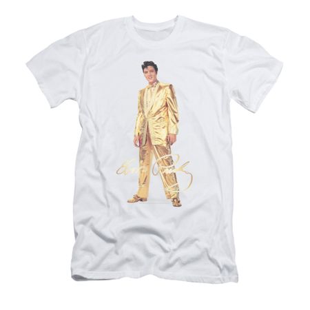 Elvis Presley Shirt Slim Fit Gold Suit White T-Shirt