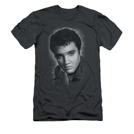 Elvis Presley Shirt Slim Fit Grey Portrait Charcoal T-Shirt