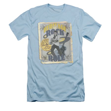 Elvis Presley Shirt Slim Fit Heritage Of Rock Poster Light Blue T-Shirt