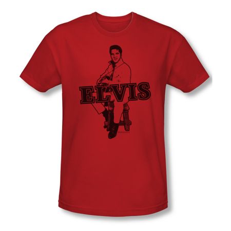 Elvis Presley Shirt Slim Fit Jamming Red T-Shirt