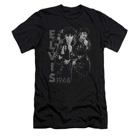 Elvis Presley Shirt Slim Fit Leathered 68 Black T-Shirt