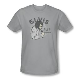 Elvis Presley Shirt Slim Fit Live In Memphis Silver T-Shirt