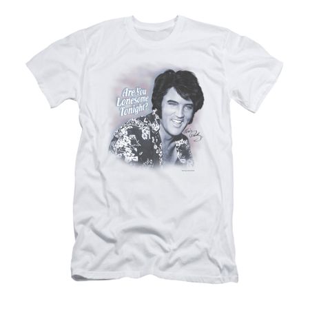Elvis Presley Shirt Slim Fit Lonesome Tonight White T-Shirt