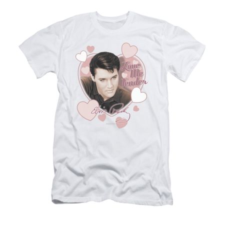Elvis Presley Shirt Slim Fit Love Me Tender White T-Shirt